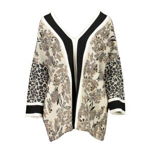 Blugirl Floral Print VNeck Cardigan Women Beige Sweaters